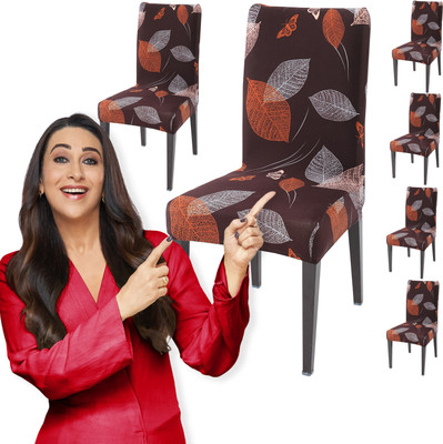 HOKiPO Polyester 6 Seater Chair Floral Cover(Pack of 6 Brown)