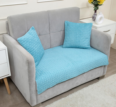 Fashion Throw Velvet 2 Seater Sofa Geometric Cover(Pack of 1 Turquoise)