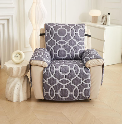 HOUSE OF QUIRK Polyester Checkered 1 Seater Sofa Cover(White Pack of 1)