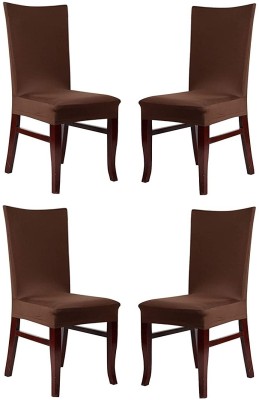 Aibzi Polyester Plain Chair Cover(Brown Pack of 4)