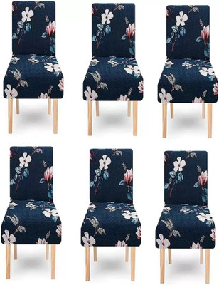 Rhetorical Polycotton Geometric 1 Seater Chair Cover(Blue Pack of 6)