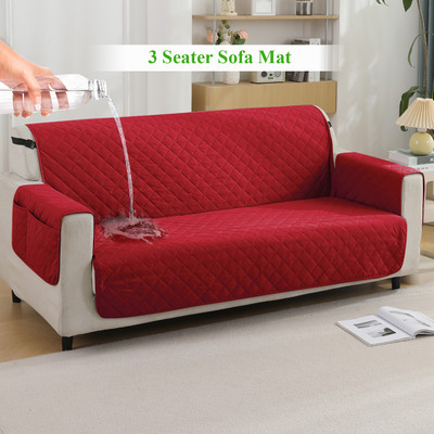 HOKiPO Polyester 3 Seater Sofa Plain Cover(Pack of 1 Red)