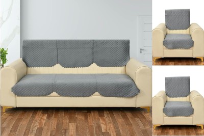 Hardeep Velvet Geometric Sofa Cover(Dark Grey Pack of 6)