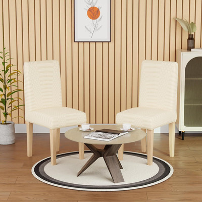 lukzer Jacquard 1 Seater Chair Plain Cover(Pack of 2 Pastel Yellow Dotted Stripe)