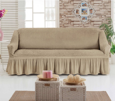 Multitex Polyester Plain 3 Seater Sofa Cover(Light Brown Pack of 1)