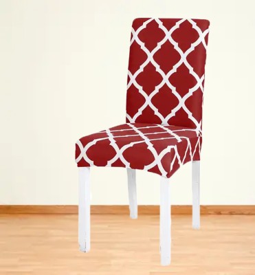 Home Stylish Polyester Abstract Chair Cover(Maroon Pack of 1)