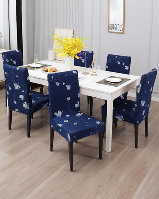 Gifts Island Polyester 1 Seater Chair Floral Cover(Pack of 6 Blue)
