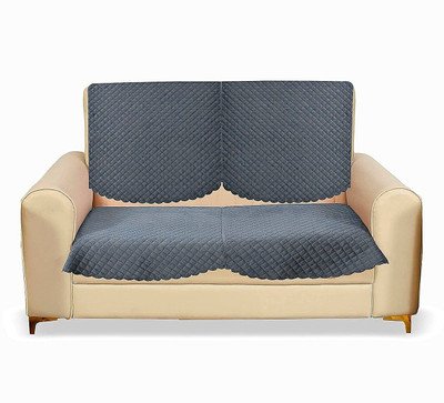 papsun Polyester 2 Seater Sofa Floral Cover(Pack of 4 DARK GREY VELVET SOFA COVER PANEL (2*2)-4 PCS)