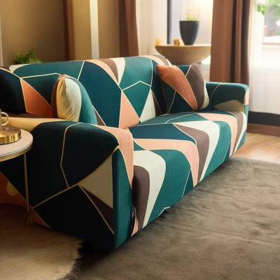 NAYISHI Polyester Geometric 3 Seater Sofa Cover(Multicolor Pack of 1)