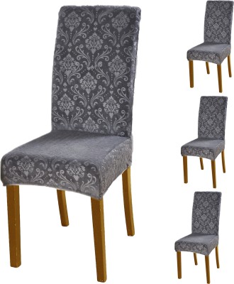 HOKiPO Velvet Damask Chair Cover(Dark Grey Pack of 4)