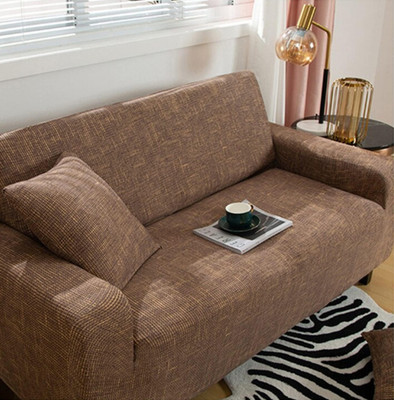 lukzer Polyester 3 Seater Sofa Striped Cover(Pack of 1 Brown)