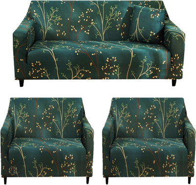 DECORWELL Polyester 3 Seater Sofa Floral Cover(Pack of 1 Green)