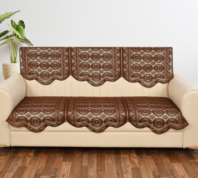 WONDERLAND Cotton Embroidered Sofa Cover(BROWN Pack of 2)