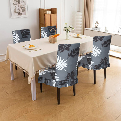 Dakshya Industries Polyester Abstract 6 Seater Chair Cover(Grey Pack of 6)