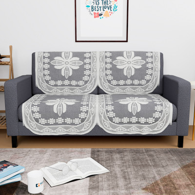 KUBER INDUSTRIES Cotton 2 Seater Sofa Floral Cover(Pack of 4 White)