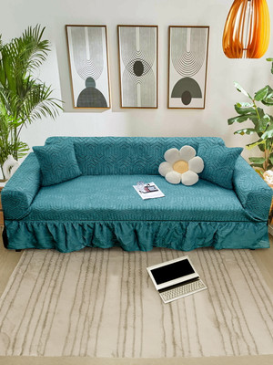 Cortina Polyester Checkered 3 Seater Sofa Cover(Green Pack of 1)
