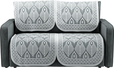 KUBER INDUSTRIES Cotton 2 Seater Sofa Geometric Cover(Pack of 4 Grey)