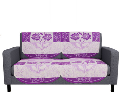 KUBER INDUSTRIES Cotton 2 Seater Sofa Geometric Cover(Pack of 4 Purple)