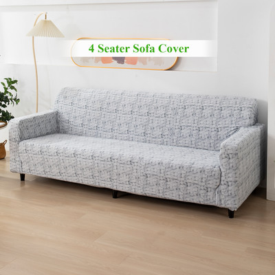 HOKiPO Polyester Abstract 4 Seater Sofa Cover(Abstract Grey Lines Pack of 1)