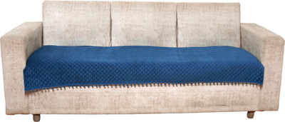 Fashion Throw Velvet 3 Seater Sofa Geometric Cover(Pack of 1 Blue)