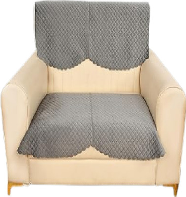 LEAFNEST Velvet Plain 2 Seater Sofa Cover(Grey Pack of 1)