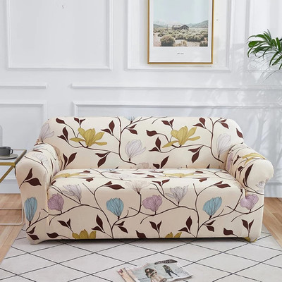 Abhsant Polycotton, Polyester 3+1+1 Seater Sofa Floral Cover(Pack of 3 Beige)