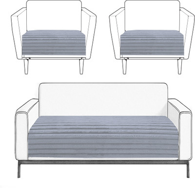 Flooring India Polyester Striped 3+1+1 Seater Sofa Cover(Silver Pack of 1)