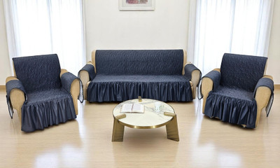 MHF Velvet Plain 3+1+1 Seater Sofa Cover(Dark Grey 1 Pack of 3)