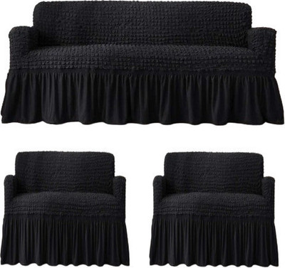 TONY STARK Polycotton Plain 3 Seater Sofa Cover(Midnight Black Pack of 3)