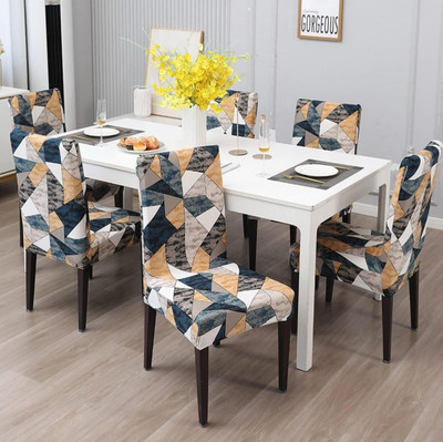 vinsano Polyester 1 Seater Chair Geometric Cover(Pack of 6 Multicolor)