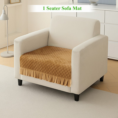 HOKiPO Velvet 1 Seater Sofa Plain Cover(Pack of 1 Gold)