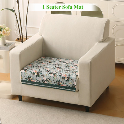 HOKiPO Velvet 1 Seater Sofa Floral Cover(Pack of 1 Magnolia Green)