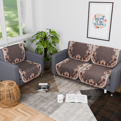 HOMESTIC by Kuber Industries Cotton, Polyester 3 Seater Sofa Floral Cover(Pack of 6 Dark Olive Green)