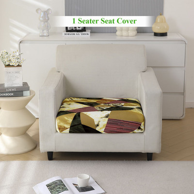 HOKiPO Polyester 1 Seater Sofa Abstract Cover(Pack of 1 Sofa Seat Cushion Cover, Wine Abstract Geometry,)