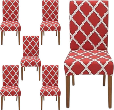 QUIRKYHUB Polycotton 1 Seater Chair Geometric Cover(Pack of 6 Maroon)