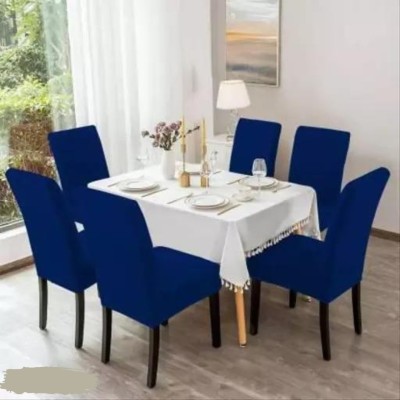 fabzi Polyester Plain Chair Cover(Blue Pack of 6)