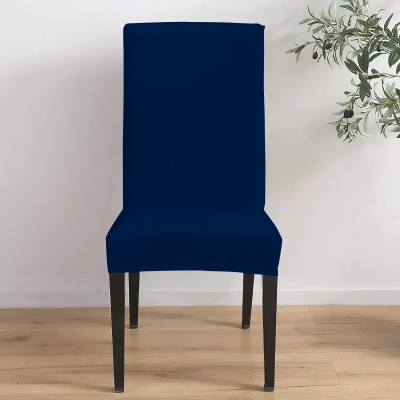 Eleganta Polyester Plain Chair Cover(Navy Blue Pack of 1)