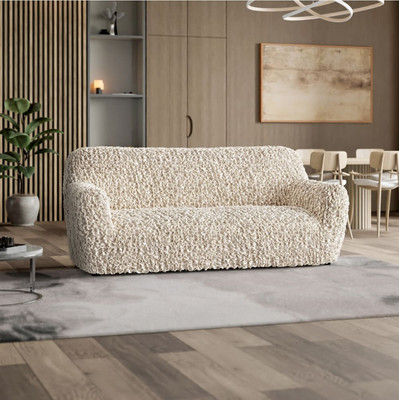 Bellissima Covers Pet Friendly 3 Seater Sofa Plain Cover(Pack of 1 Vanilla Cotone)