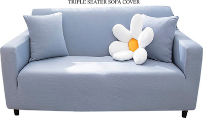 HOUSE OF QUIRK Polyester Plain 3 Seater Sofa Cover(Grey Pack of 1)