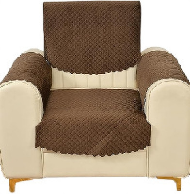 LEAFNEST Velvet Plain 2 Seater Sofa Cover(Brown Pack of 1)