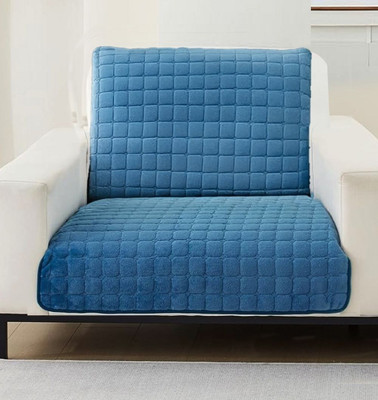 The Furnishing Tree Polyester 1 Seater Sofa Plain Cover(Pack of 1 Soft Plush Thickened Reversible Quilted Sofa Cover, 1 Seater Royal Blue)