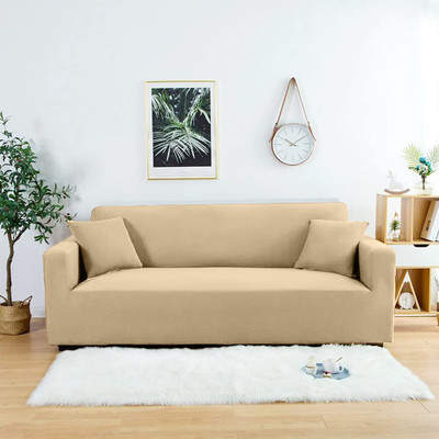 Abhsant Polycotton, Polyester Plain 3+1+1 Seater Sofa Cover(Beige Pack of 3)