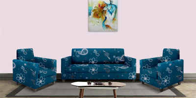 FreshFabrics Polyester Geometric 3 Seater Sofa Cover(Blue Pack of 3)