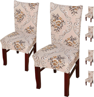 Magic Cover Polyester Plain 1 Seater Chair Cover(Beige Pack of 6)