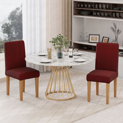 lukzer Jacquard 1 Seater Chair Plain Cover(Pack of 2 Pastel Deep Maroon Zigzag)