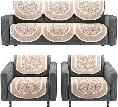 KUBER INDUSTRIES Cotton 3+2 Seater L-Shape Sofa Geometric Cover(Pack of 10 Maroon)