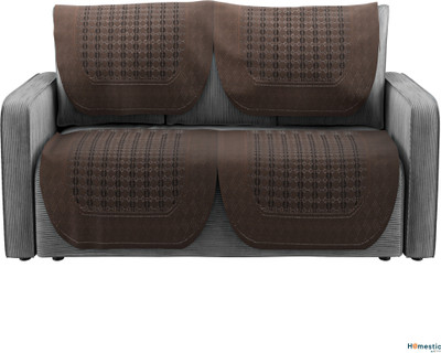 HOMESTIC Cotton 2 Seater Sofa Floral Cover(Pack of 4 Brown)