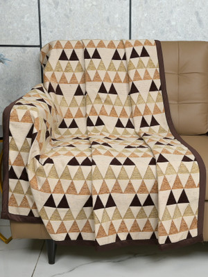 Saral Home Chenille Abstract 3 Seater Sofa Cover(Brown Pack of 1)