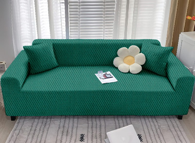 Cortina Jacquard Abstract 2 Seater Sofa Cover(Green Pack of 1)