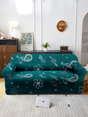 Cortina Polyester Abstract 3 Seater Sofa Cover(Green Pack of 1)